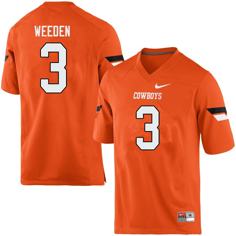 Men #3 Brandon Weeden Oklahoma State Cowboys College Football Jerseys Sale-Orange